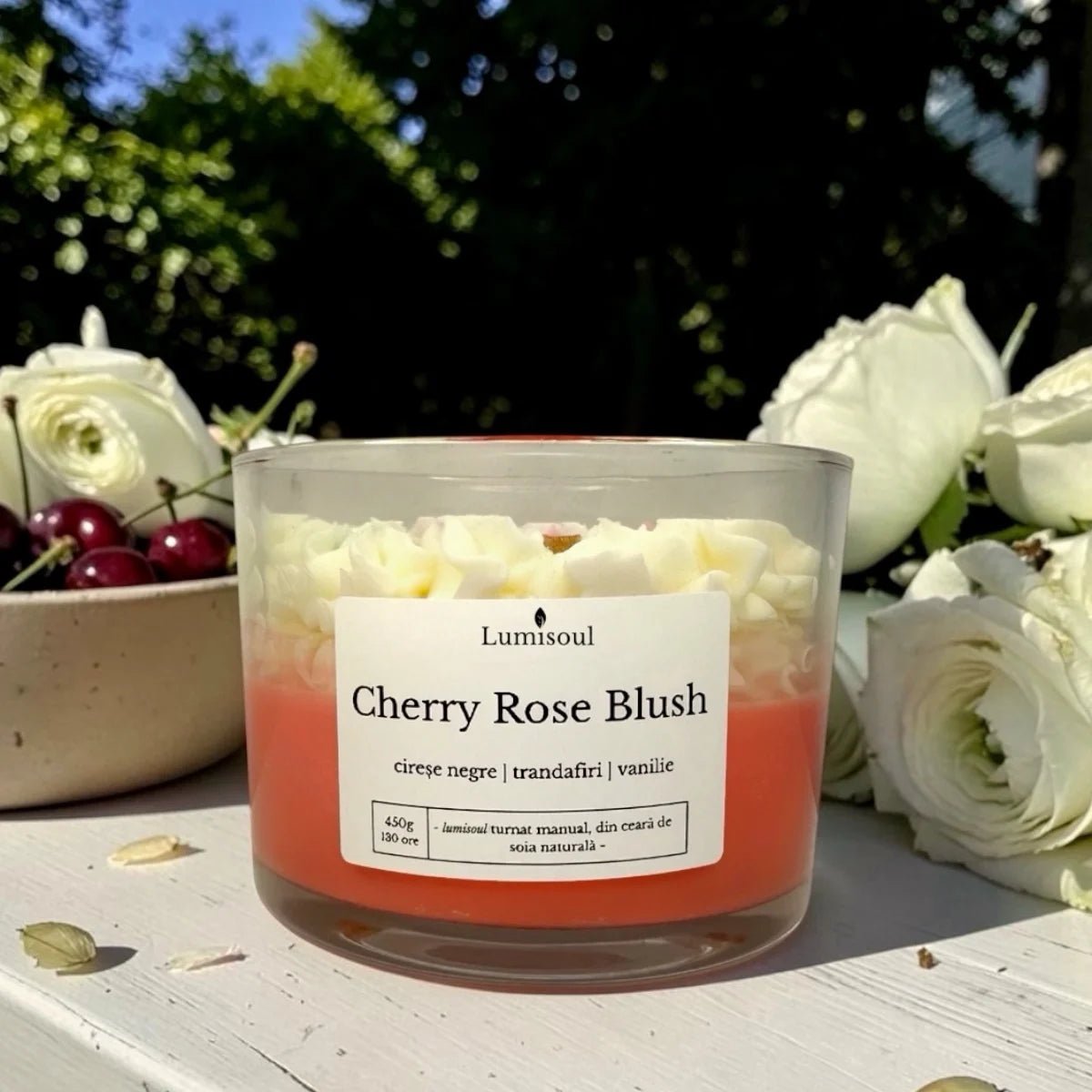 Lumânare Parfumată "Cherry Rose Blush" | 450g - Lumisoul